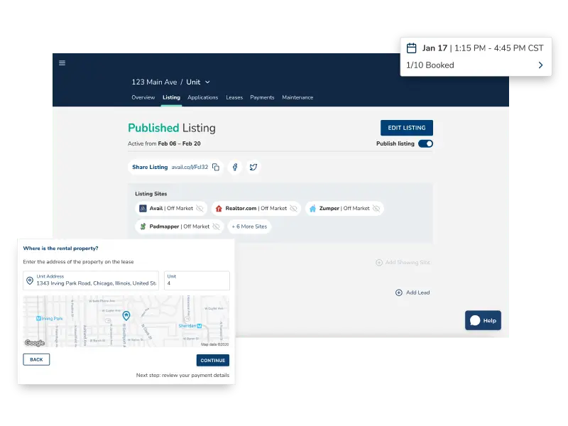 Avail rental listings dashboard