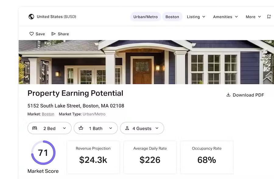 An example of a property earning potential report