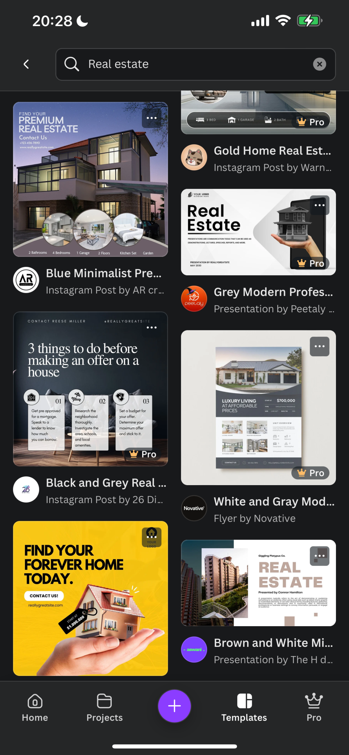 Real estate marketing templates on Canva