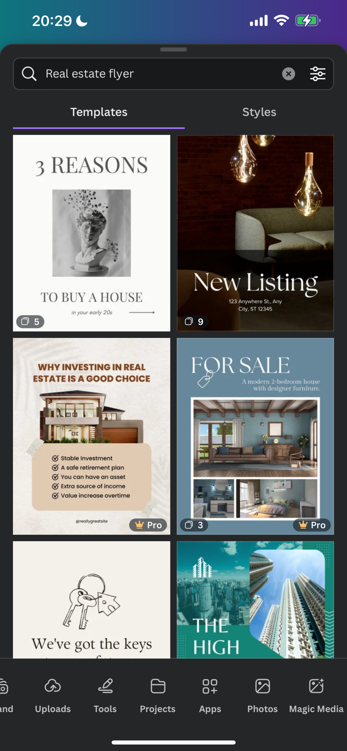 Real estate flyer templates on Canva