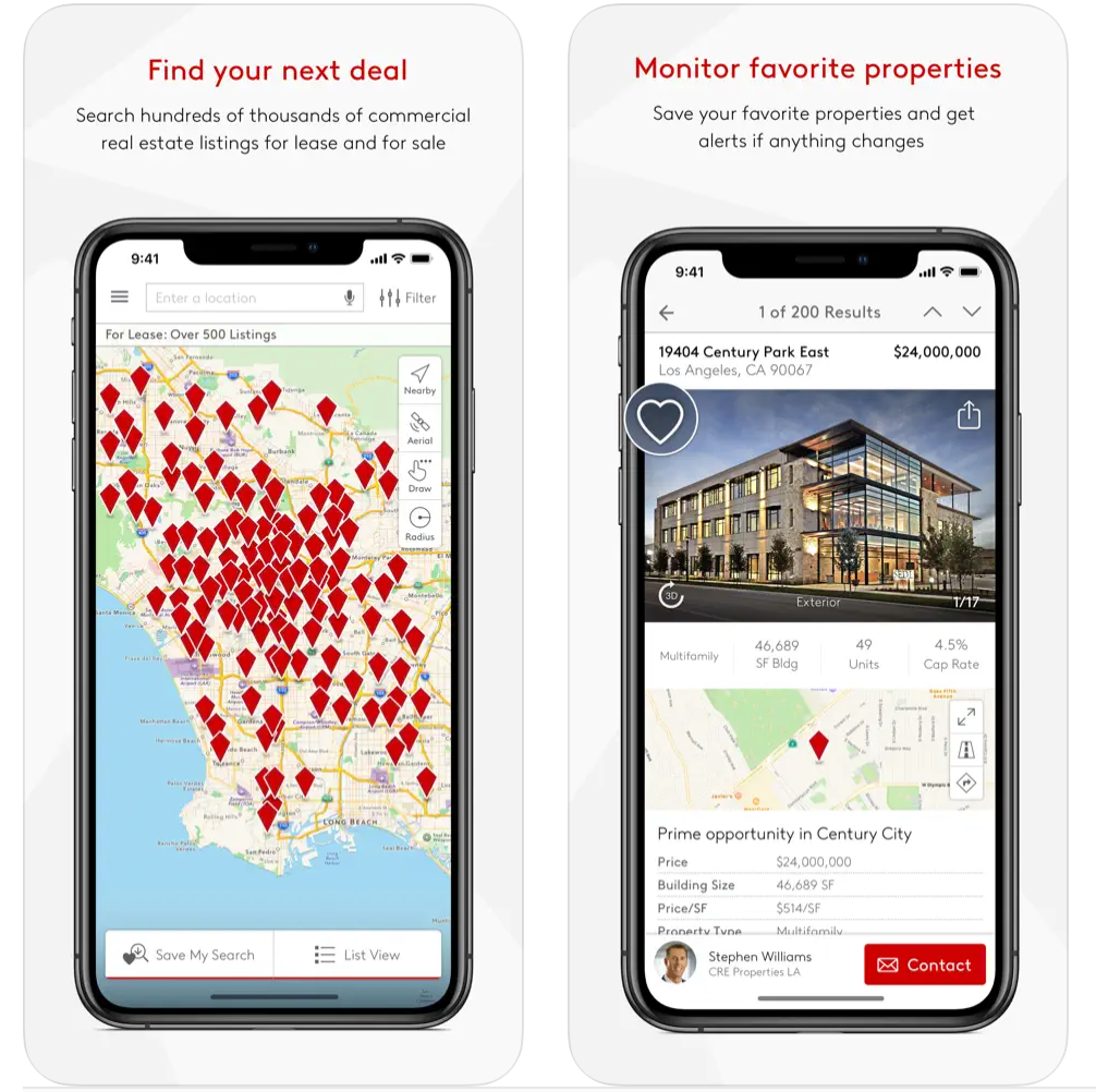 LoopNet mobile app interface