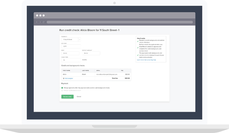 Screenshot of Buildium tenant screening report.