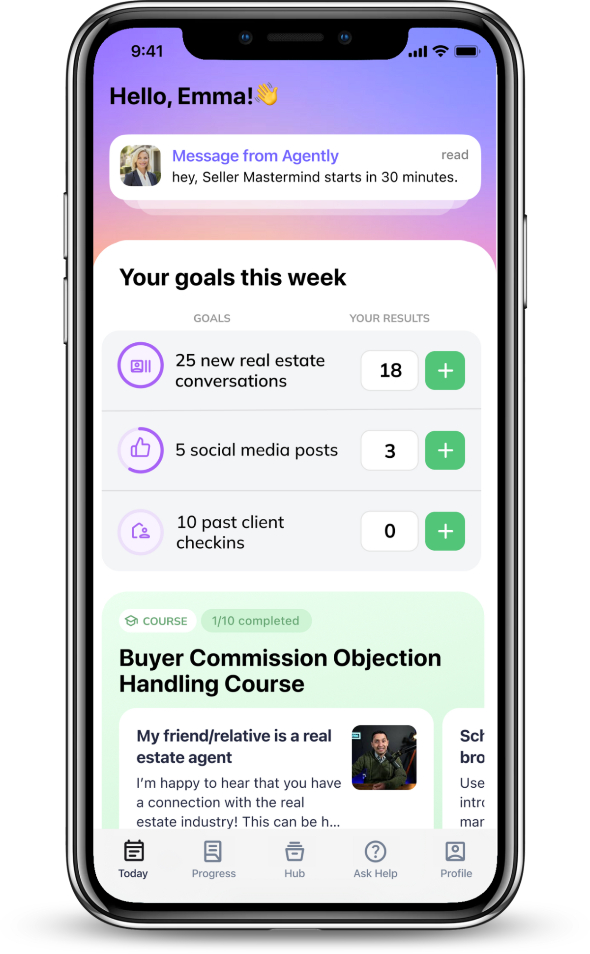 Agently mobile app dashboard